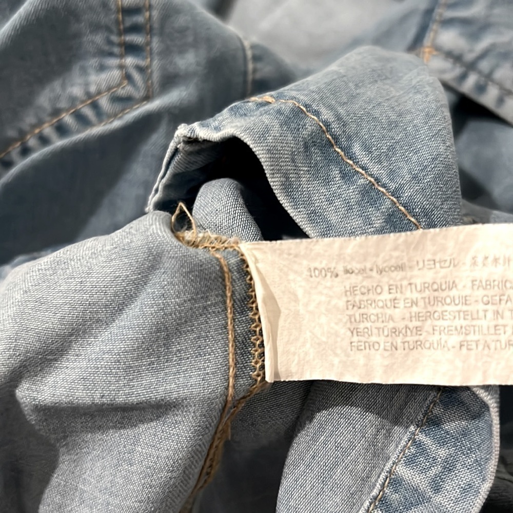 Zara Crop Flowy Denim Shirt - Picture 7 of 10